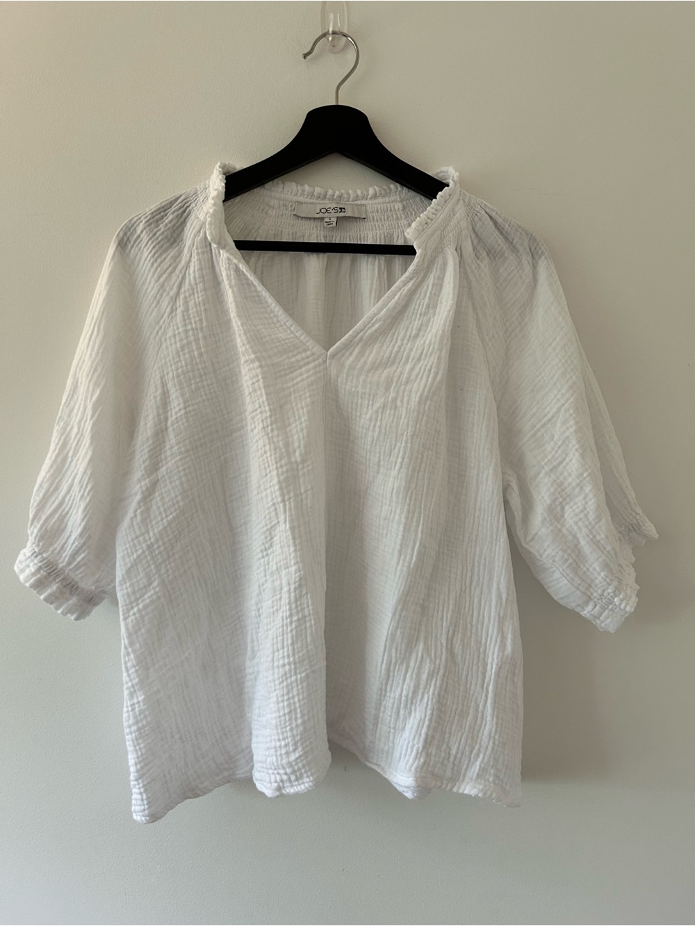 Joe's Jeans White Gauze V-Neck Peasant Blouse